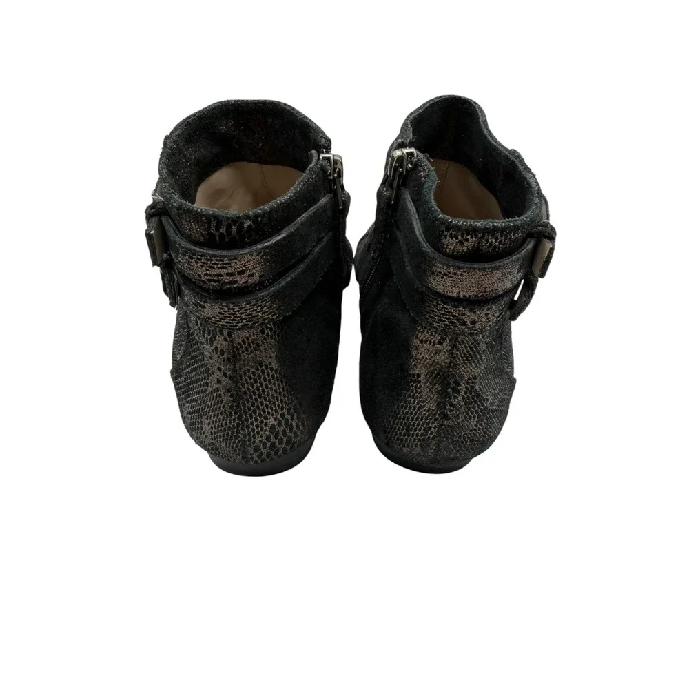 Wythe NY Ingrid Ankle Booties‎ Women 7 Black Leather Snake Texture Streetwear